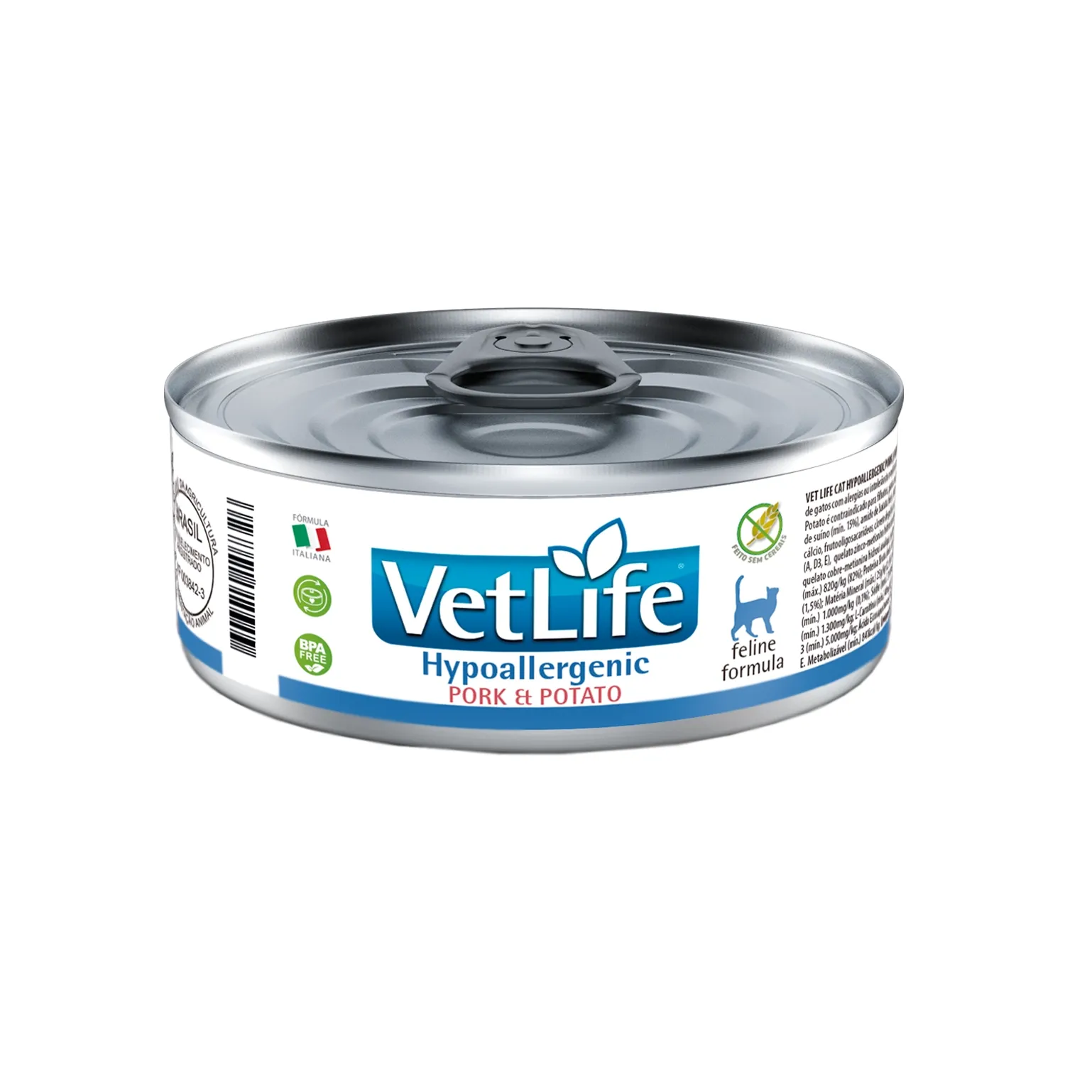 Ração Úmida Vet Life Hypoallergenic para Gatos Adultos Pork & Potato